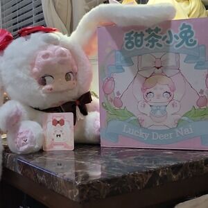 Lucky Deer Nai Sweet Tea Rabbit Plush Large White Pink Bow Tie 2023 MT-01-C2